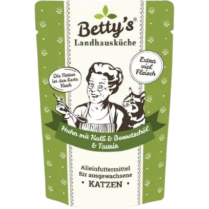 Bettys Landhausküche Katze FB Huhn & Kalb mit Borretschöl 100 g