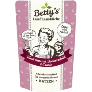 Bettys Landhausküche Katze FB Rind pur mit Borretschöl 100 g