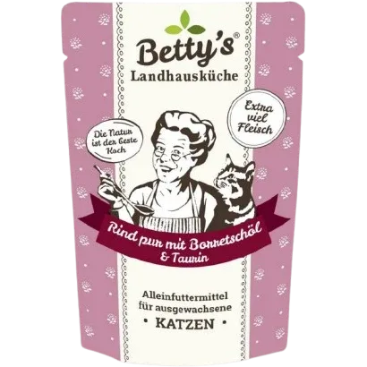 Bettys Landhausküche Katze FB Rind pur mit Borretschöl 100 g