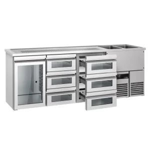 Biertheke EXKLUSIV - 2500x700mm - 1 Glastür & 6 Glasschubladen - HaustierPro