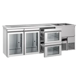 Biertheke EXKLUSIV - 2500x700mm - 2 Glastüren & 2 Glasschubladen - HaustierPro
