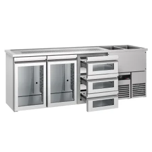 Biertheke EXKLUSIV - 2500x700mm - 2 Glastüren & 3 Glasschubladen - HaustierPro