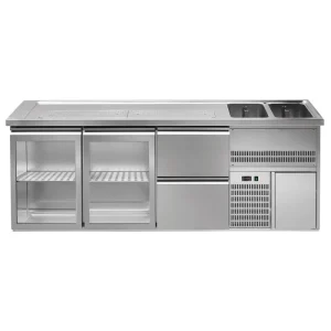 Biertheke Hochwertig PLUS - 2500x700mm - 2 Glastüren & 2 Schubladen - HaustierPro