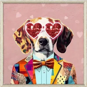 Bild (LED), quadratisch, "Dog Love", Hundmotiv, Leinwand, mehrfarbig, L. 4 cm, B. 64 cm, H. 64 cm - HaustierPro