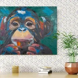 Bild, rechteckig, "Ape", Kiefernholz, mehrfarbig, L. 4 cm, B. 100 cm, H. 70 cm - HaustierPro