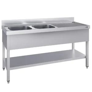 Bio-zertifiziert Spültisch ECO - 1400x700mm - mit Grundboden & 2 Becken links - HaustierPro