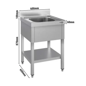 Bio-zertifiziert Spültisch ECO - 600x600mm - mit Grundboden & 1 Becken - HaustierPro