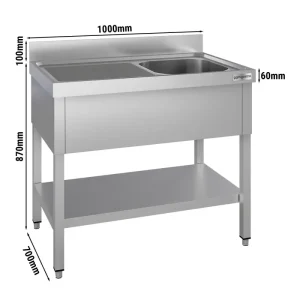 Biologisch abbaubares Spültisch ECO - 1000x700mm - mit Grundboden & 1 Becken rechts - HaustierPro