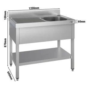 Biologisch abbaubares Spültisch ECO - 1200x600mm - mit Grundboden & 1 Becken rechts - HaustierPro