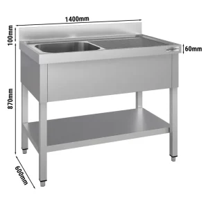 Biologisch abbaubares Spültisch ECO - 1400x600mm - mit Grundboden & 1 Becken links - HaustierPro