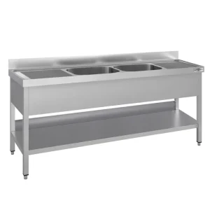 Biologisch abbaubares Spültisch ECO - 2000x700mm - mit Grundboden & 2 Becken mittig - HaustierPro