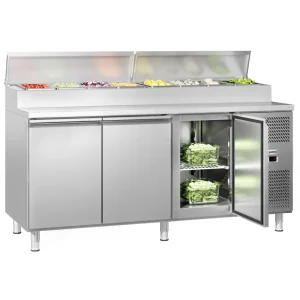 Biologisch abbaubares Zubereitungstisch ECO - 2020mm - 3 Türen - für 10x GN 1/3 - HaustierPro