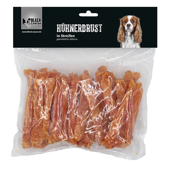 BLACK CANYON DOG Hühnerbrust in Streifen – Hochwertiger Hundesnack