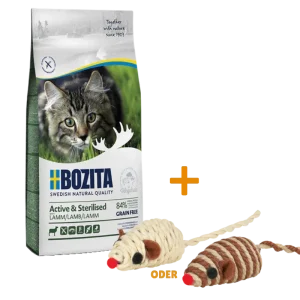 Bozita Active & Sterilised Getreidefrei Lamm 10 kg + GRATIS TRIXIE Spielmaus
