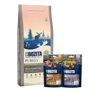 Bozita Dog Purely Puppy & Junior Large mit Elch 11 kg & 2 x GRATIS Bozita Snacks (Ente, Hirsch)