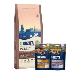 Bozita Dog Purely Puppy & Junior Small Elch 11 kg & 2 x GRATIS Bozita Snacks (Ente, Hirsch)