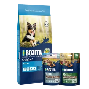 Bozita Original 12 kg & 2 x GRATIS Bozita Snacks (Elch, Lamm)