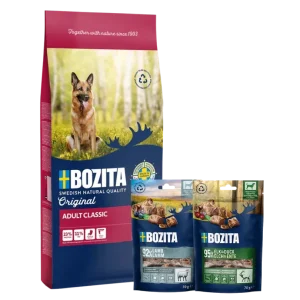 Bozita Original Adult Classic 12 kg & 2 x GRATIS Bozita Snacks (Elch, Lamm)