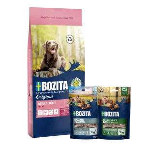Bozita Original Adult Light 12 kg & 2 x GRATIS Bozita Snacks (Elch, Lamm)