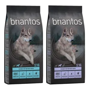 Briantos Sparpaket (2 x Großgebinde) Mix Adult GETREIDEFREI: Ente + Lachs (2 x 12 kg)