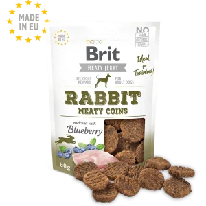 BRIT Meaty Jerkys Hund Rabbit Meaty Coins - Kaninchen + Blaubeere