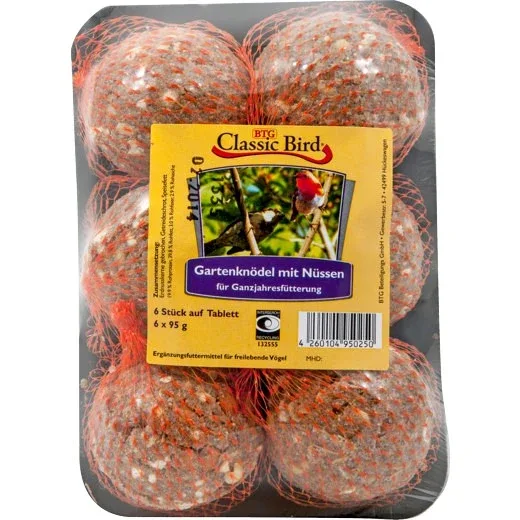 BTG Classic Bird Gartenknödel 6 Stück Nüsse