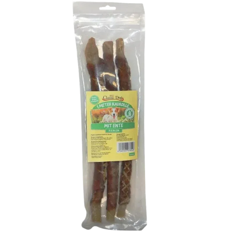 BTG Classic Dog Snack 1m Kaurolle mit Ente 3 x 34 cm