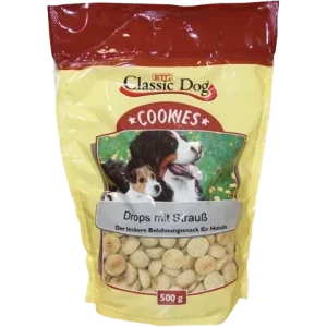BTG Classic Dog Snack Cookies Drops mit Strauß 500 g