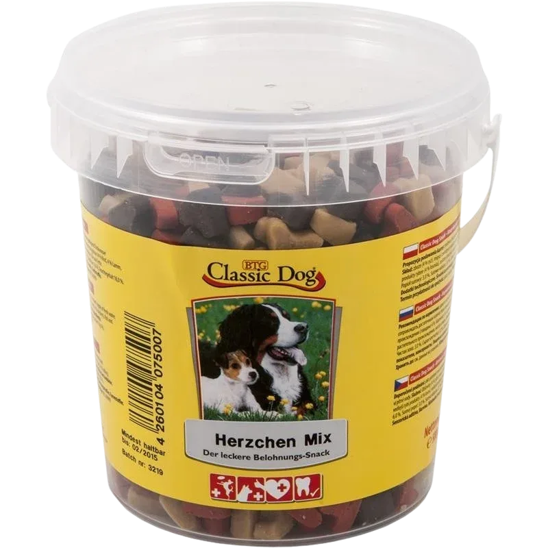 BTG Classic Dog Snack Eimer Herzchen Mix 500 g
