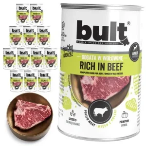 BULT Fleischreiches Nassfutter für ausgewachsene Hunde in Dosen 12 x 400 g Rind