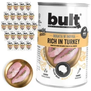 BULT Fleischreiches Nassfutter für ausgewachsene Hunde in Dosen 24 x 400 g Pute