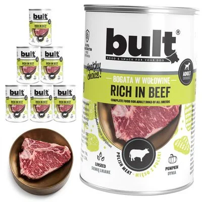 BULT Fleischreiches Nassfutter für ausgewachsene Hunde in Dosen 6 x 400 g Rind