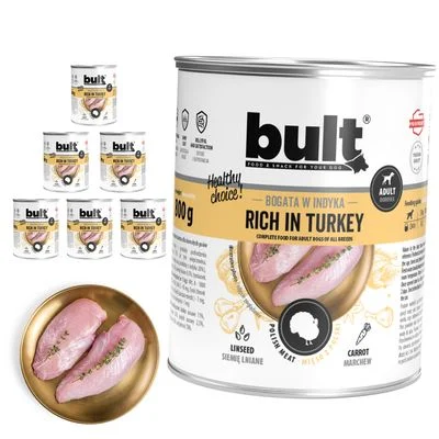 BULT Fleischreiches Nassfutter für ausgewachsene Hunde in Dosen 6 x 800 g Pute