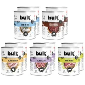 BULT Fleischreiches Nassfutter für erwachsene Hunde – Dosen-Mix ohne Huhn 10 x 800 g – Rind, Lamm, Pute, Kabeljau & Wild