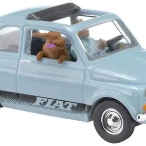 Busch 48735 H0 PKW Modell Fiat 500 mit Fahrer und Hund - HaustierPro