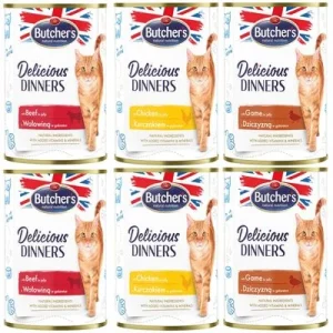 Butcher's Delicious Dinners Katze 6 x 400 g Mixpaket (3 Sorten)
