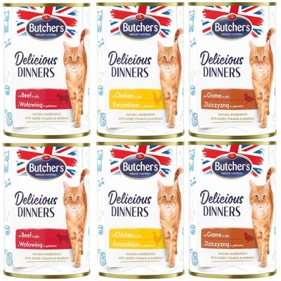 Butcher's Delicious Dinners Katze 6 x 400 g Mixpaket (3 Sorten)