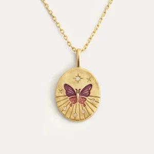 Butterfly Medallion Halskette Roségold, vergoldet für alle Wetterlagen - HaustierPro