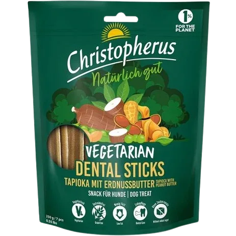Christopherus Snack Vegetarian Dental Stick Erdnussbutter 250 g