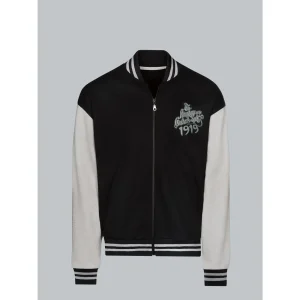 Collegejacke mit großem Adler-Rückenprint Schwarz