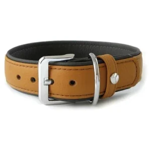 Das Lederband Hundehalsband Amsterdam caramel/lava Länge: 50 cm / Breite: 30 mm