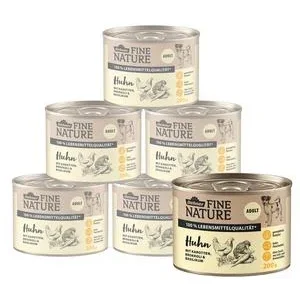 Dehner Fine Nature Nassfutter für Hunde Adult, Huhn mit Karotten, Brokkoli & Basilikum