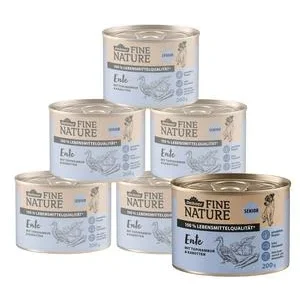 Dehner Fine Nature Nassfutter für Hunde Senior, Ente mit Topinambur & Karotten