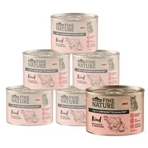 Dehner Fine Nature Nassfutter für Katzen Adult, Rind mit Distelöl & Löwenzahn