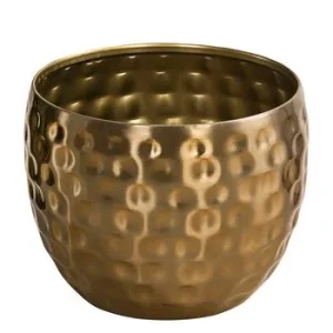 Dehner Metall-Übertopf Kody, bauchig, gold | Dehner