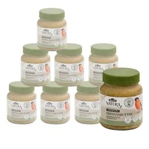 Dehner Natura Premium Wildvogelfutter Erdnussbutter im Glas, Mehlwürmer, 8 x 340 g