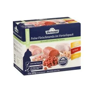 Dehner Premium Nassfutter für Katzen Feine Fleischmenüs im Vorteilspack Sensitive Adult, 12 x 100 g