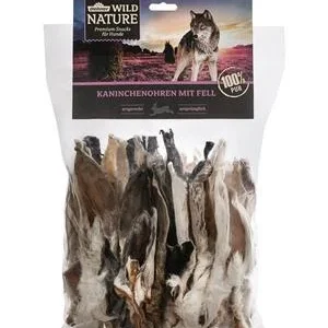 Dehner Wild Nature Hundesnack Kaninchenohren mit Fell, 500 g