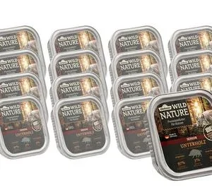 Dehner Wild Nature Nassfutter für Katzen Unterholz Senior, Wildschwein, 16 x 100 g