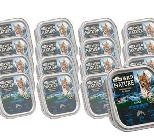 Dehner Wild Nature Nassfutter für Katzen Gebirgssee Adult, Lachs & Forelle, 16 x 100 g